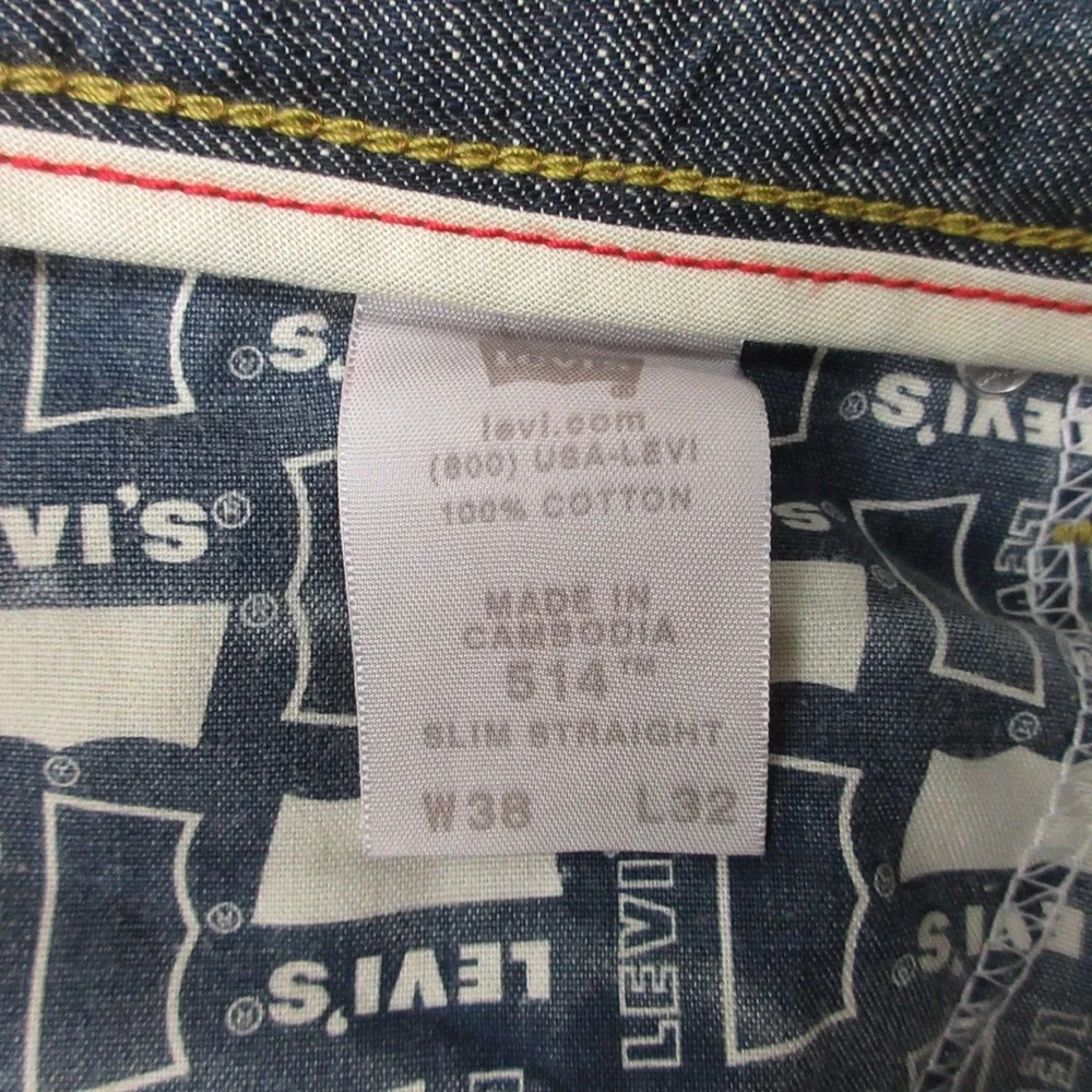 Vintage Levis Jeans Mens 38x32 Blue 514 Slim‎ Straight Cotton Denim Pants Y2K